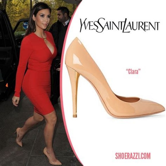 Saint Laurent Paris Clara Patent Leather Pump, Nude - Picture 1 of 15